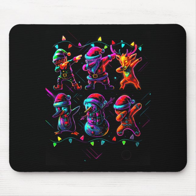 Mousepad Dabbing Santa Elf Friends Christmas Boys Girls Men (Frente)