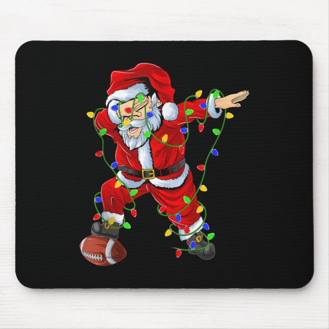 Mousepad Dabbing Santa Football Christmas Lights Srty Playe (Frente)