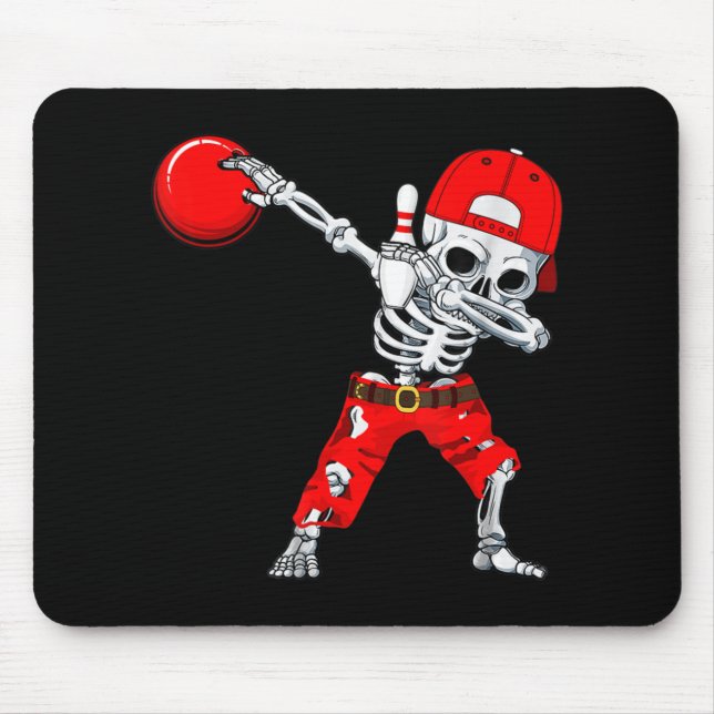Mousepad Dabbing Skeleton Boliche Diversão Skull Halloween  (Frente)