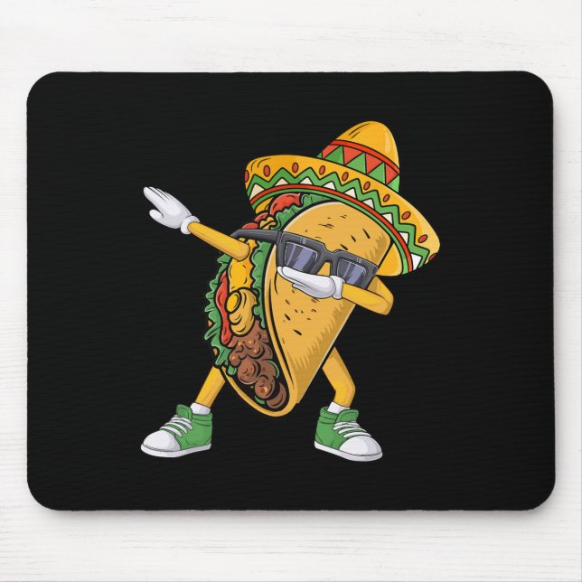 Mousepad Dabbing Taco Cinco De Mayo Engraçado Comida mexica (Frente)
