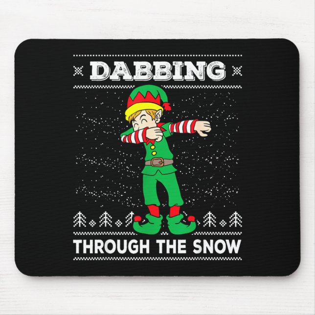 Mousepad Dabbing Through The Snow Elf Dab Ugly Christmas Sw (Frente)