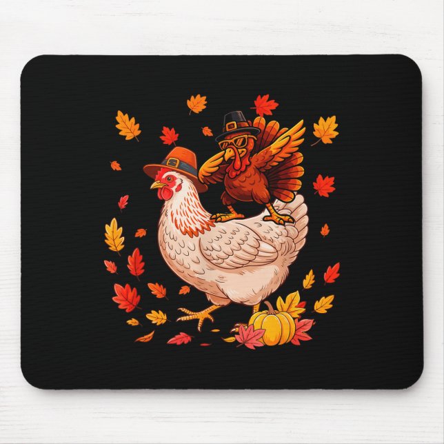 Mousepad Dabbing Turkey On Chicken Thanksgiving Autumn Lgri (Frente)