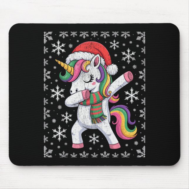 Mousepad Dabbing Unicorn Santa Hat Christmas Xmas Dab  (Frente)