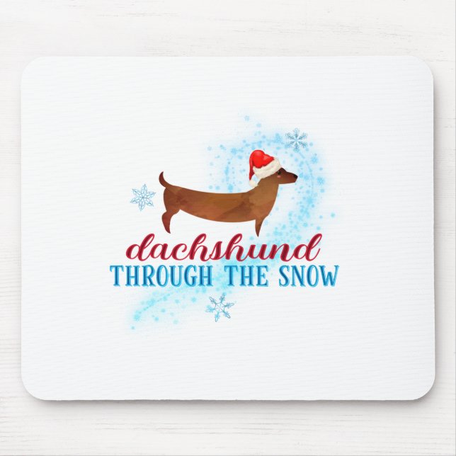 Mousepad Dachshund Através Da Neve Papai Noel Cachorro Nata (Frente)