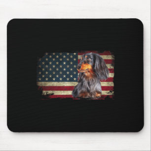 Mousepad Dachshund Bandeira Dos EUA Patriótico Amantes De C