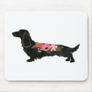 Mousepad Dachshund Bohemian Floral Silhouette