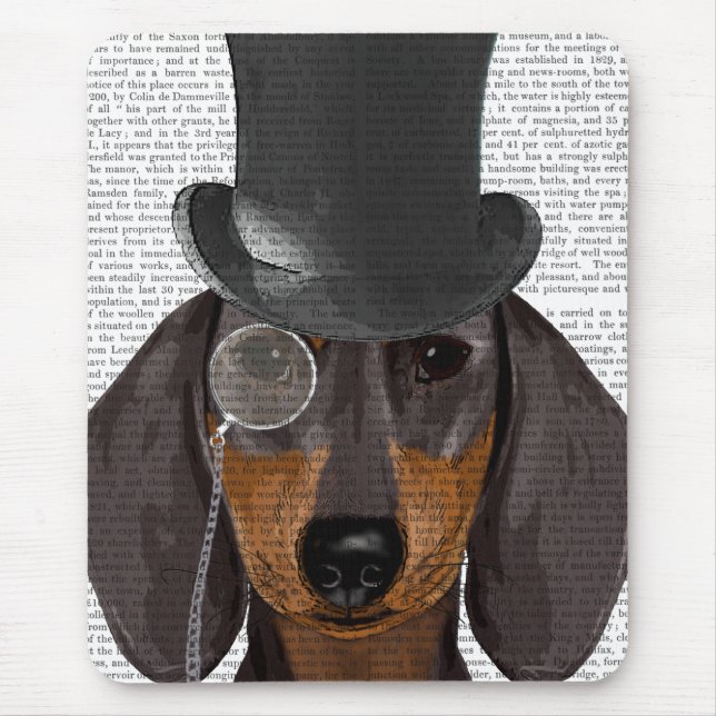 Mousepad Dachshund, Chapéu Formal e Chapéu (Frente)