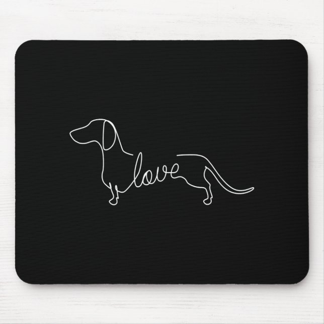 Mousepad Dachshund Chiweenie Wiener Dog Love Art Sketch (Frente)