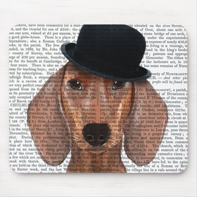 Mousepad Dachshund com Chapéu Negro (Frente)