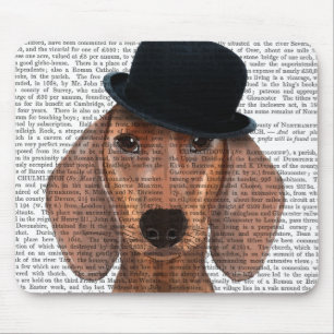 Mousepad Dachshund com chapéu preto
