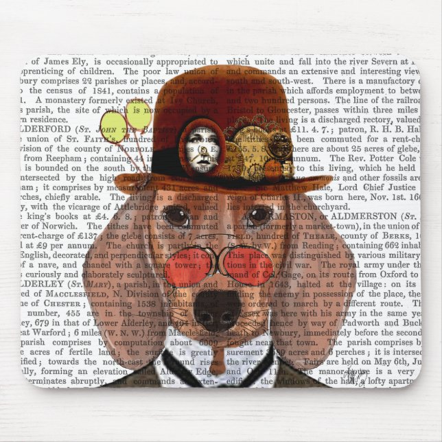 Mousepad Dachshund com Steampunk Bowler Hat (Frente)