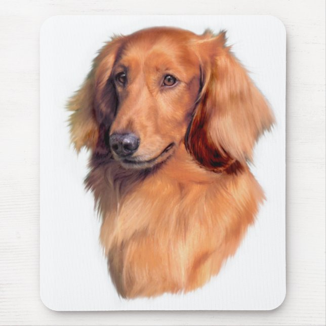 Mousepad Dachshund de cabelos compridos (Frente)