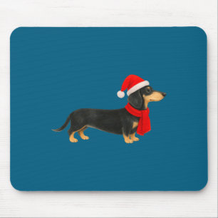 Mousepad Dachshund de Chapéu de Papai Noel Natal Divertido