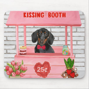 Mousepad Dachshund Dog Dia de os namorados Beijando Booth