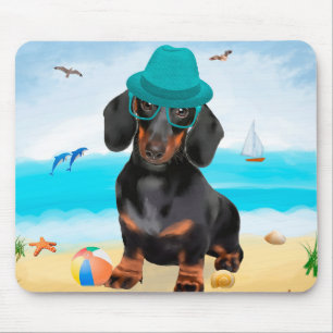 Mousepad Dachshund Dog em Beach