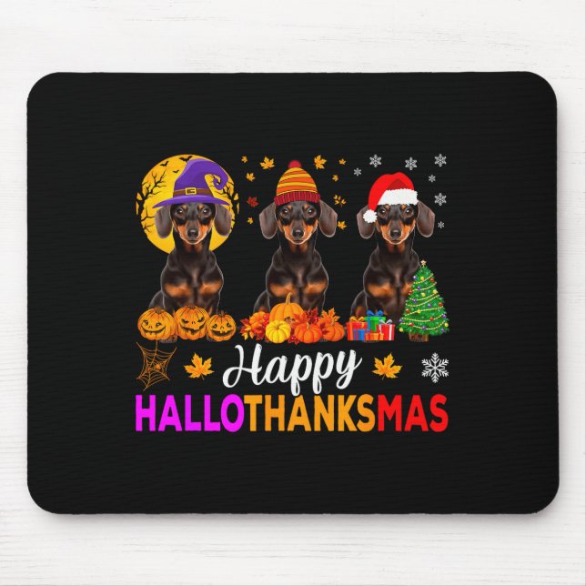 Mousepad Dachshund Dog Halloween Christmas Hallothanksmas F (Frente)