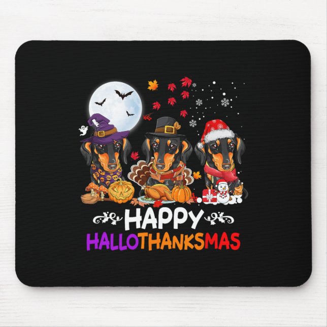 Mousepad Dachshund Dog Natal Feliz Obrigados de Hallothankm (Frente)