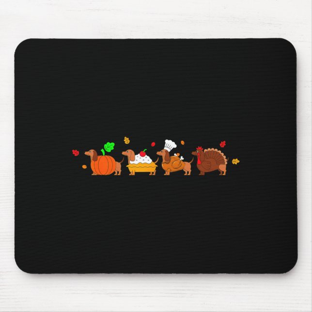 Mousepad Dachshund Dog Pumpkin E Turkey Thanksgiving  (Frente)