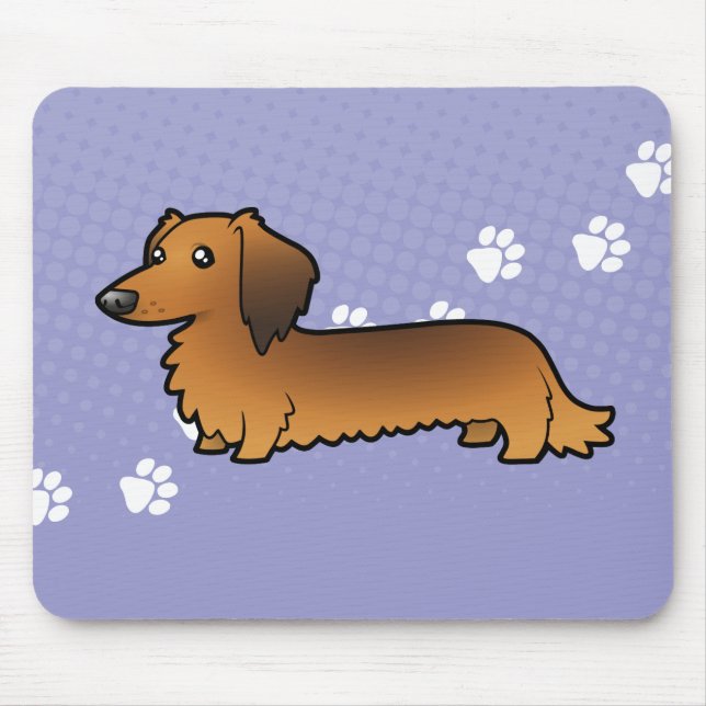 Mousepad Dachshund dos desenhos animados (longhair) (Frente)