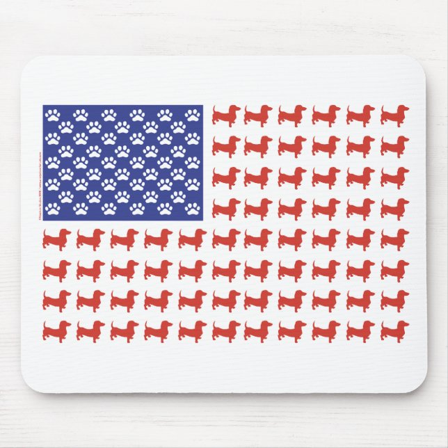 Mousepad Dachshund Doxie Patriótico (Frente)