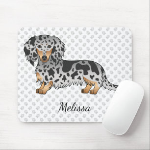 Mousepad Dachshund E Nome Do Cabelo Longo De Preto E Barrad
