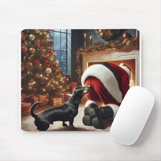 Mousepad Dachshund e Papai Noel  (Com mouse)