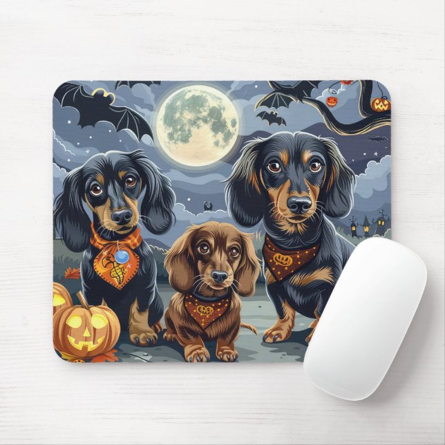Mousepad Dachshund Halloween Spooky (Com mouse)