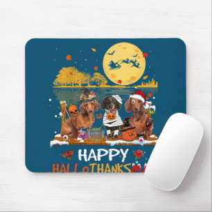 Mousepad Dachshund Happy Hallothanksmas Halloween Thanksgiv