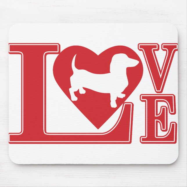 Mousepad Dachshund Love Heart (Frente)