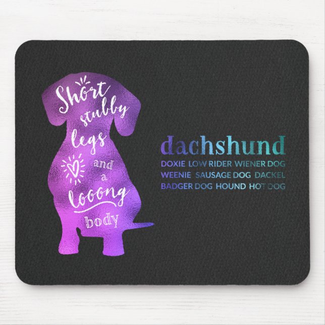 Mousepad Dachshund - pés atarracados curtos e um corpo (Frente)