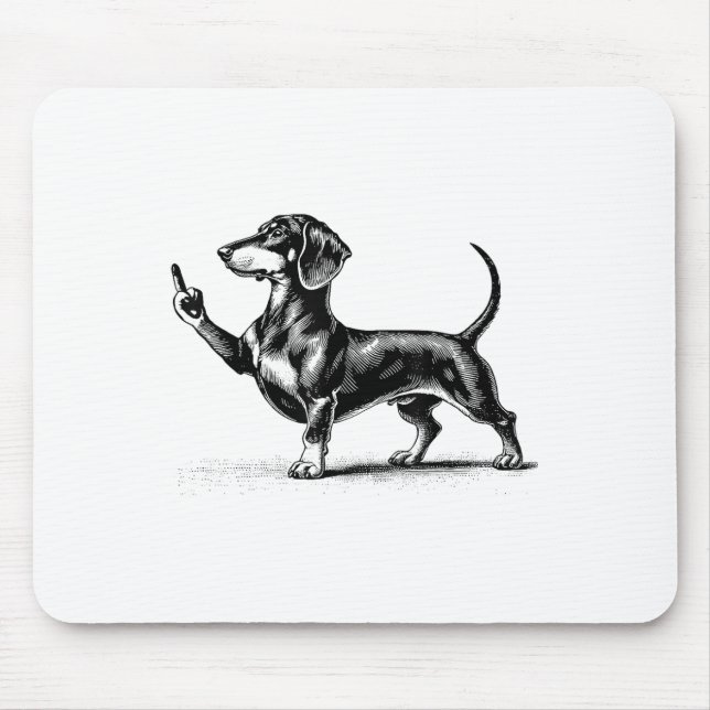 Mousepad Dachshund Preto Com Dedo Médio (Frente)