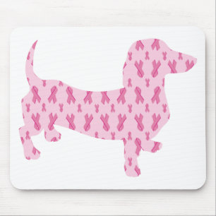 Mousepad Dachshund Rosa de Consciência do Cancer da Mama