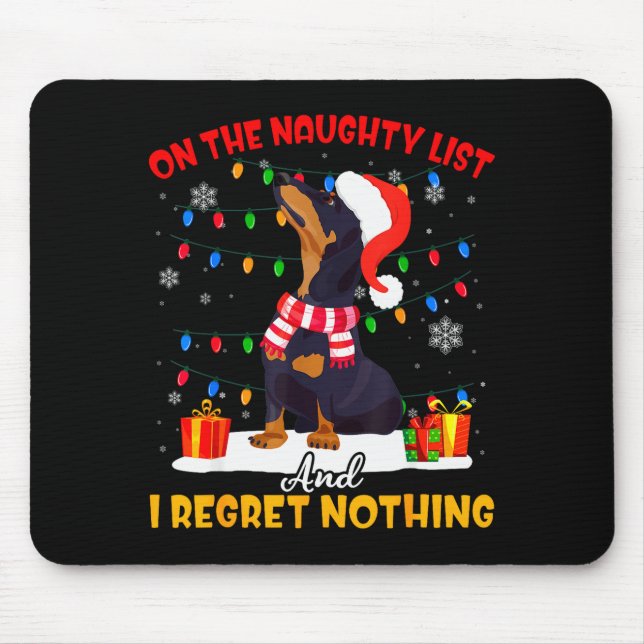 Mousepad Dachshund Santa On The Naughty List Dachshund Chri (Frente)