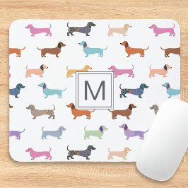 Mousepad Dachshund Sausing Dog Pattern Cute Colorful