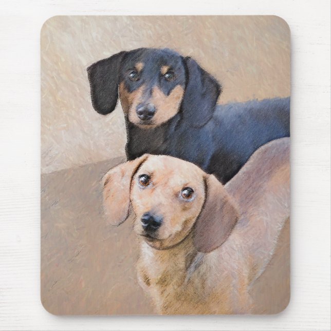 Mousepad Dachshund (Smooth) Painting - Original Dog Art (Frente)