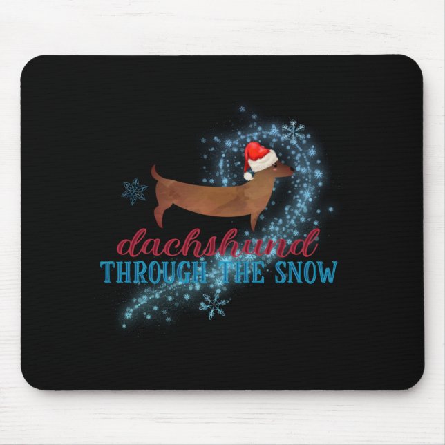 Mousepad Dachshund Through The Snow Santa Dog Christmas T S (Frente)