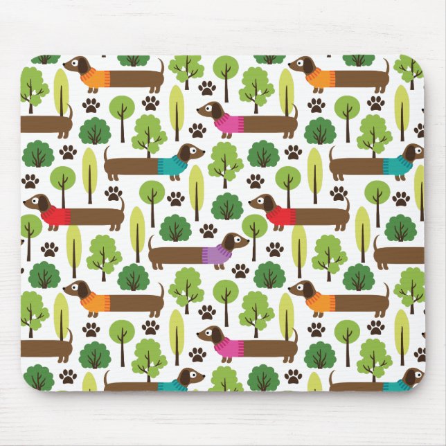 Mousepad Dachshunds em uma caminhada no parque (Frente)