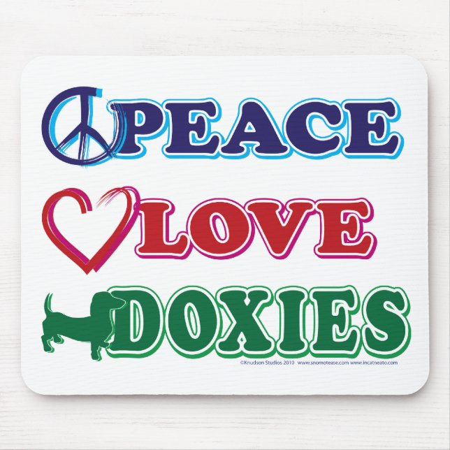 Mousepad Dachsund dos Paz-Amor-Doxies (Frente)
