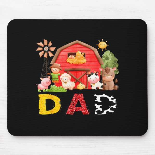 Mousepad Dad Farm Cow Birthday Boy Matching Family Matching (Frente)