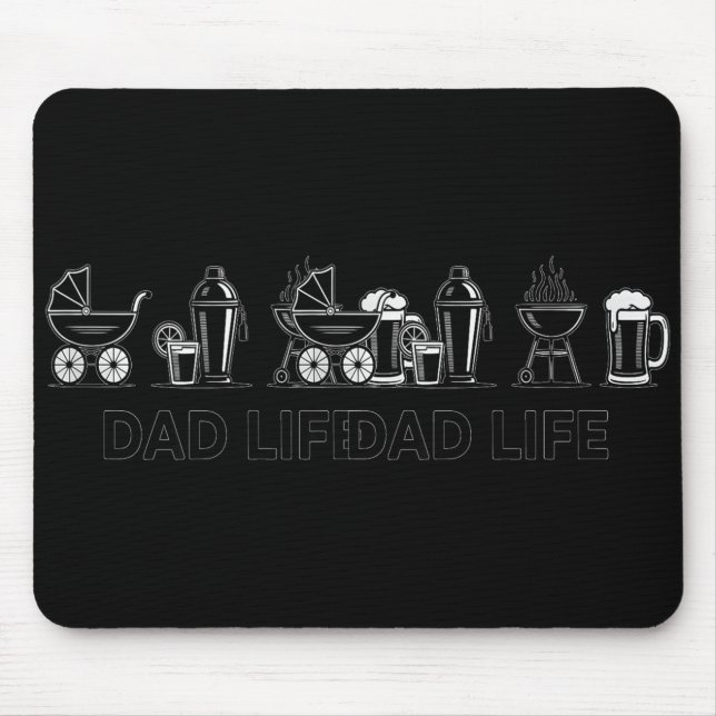 Mousepad Dad Life Bottle Grill Beer Stroller Adorable Fathe (Frente)