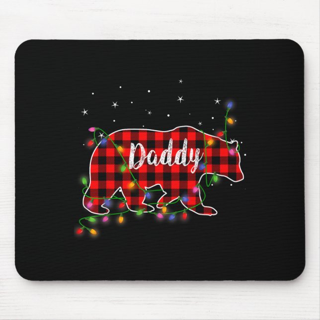 Mousepad Daddy Bear Red Plaid Christmas Pajama Family Gift  (Frente)