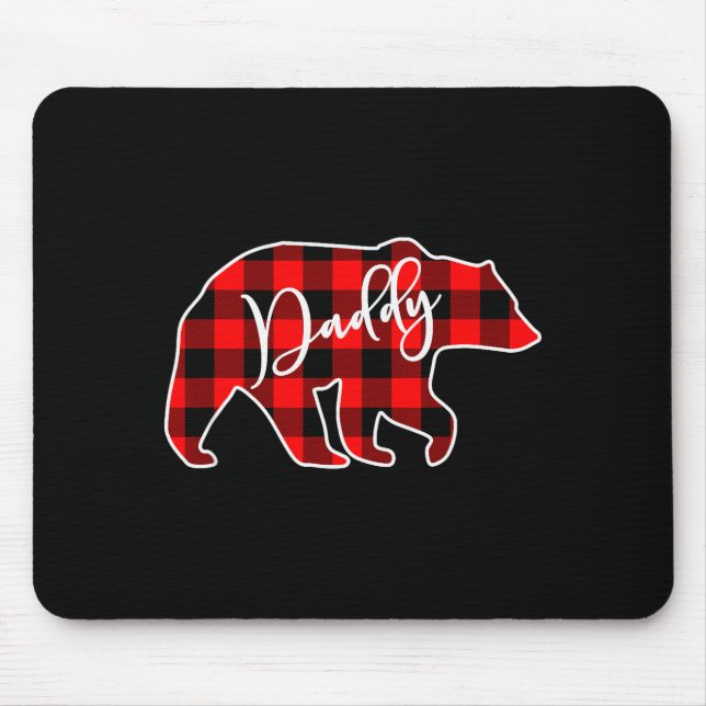 Mousepad Daddy Bear Red Plaid Matching Family Christmas  (Frente)
