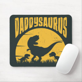 Mousepad Daddysaurus Dinossauros Pai Papai Preto Amarelo