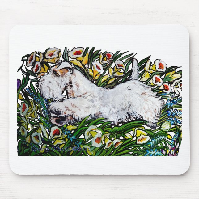 Mousepad Daffodils de Sealyham Terrier (Frente)