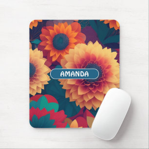 Mousepad Dahlia Geométrico Padrão Personalizado Colorido