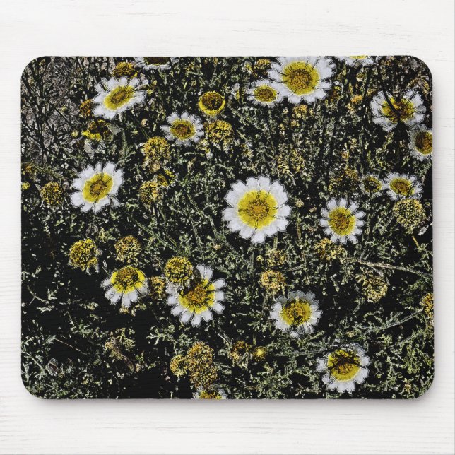 MOUSEPAD DAISES BRANCOS, CENTRO AMARELO/EFEITOS DIGITAIS/FO (Frente)