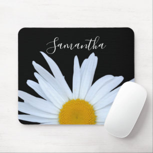Mousepad Daisy Black Elegant White Script
