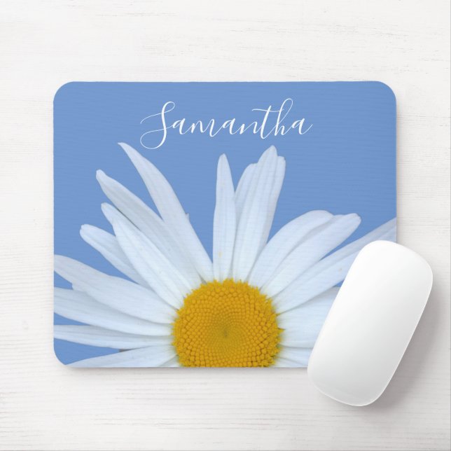 Mousepad Daisy Blue Elegant White Script (Com mouse)