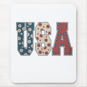 Mousepad Daisy Flower USA Flag 4° do Patriótico de julho
