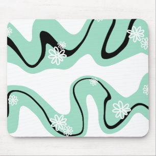 Mousepad Daisy Groove em Mint Green, Black and White